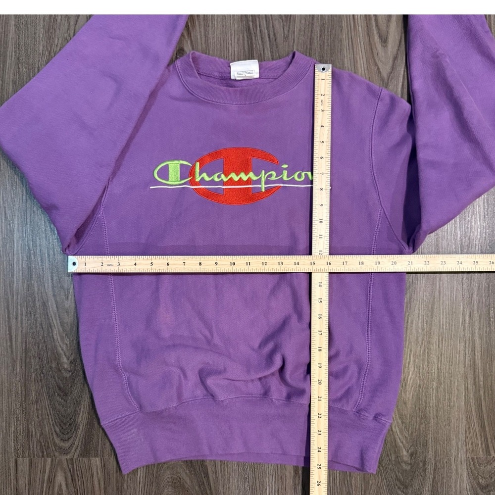 Champion Reverse Weave Purple Crewneck Sweatshirt Small Embroidered Spellout - Picture 6 of 7